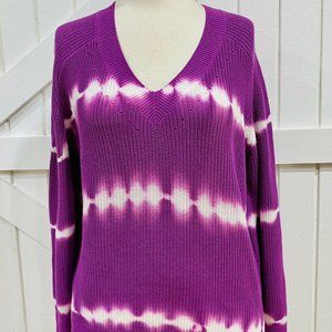 NWT Johnny Was L Purple Tie Dye Pullover V Neck